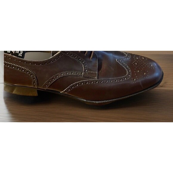 HALSTON VINTAGE Men’s Oxford Wing Tip Brown Italian Dress Shoes Size 10 1/2 main image 9